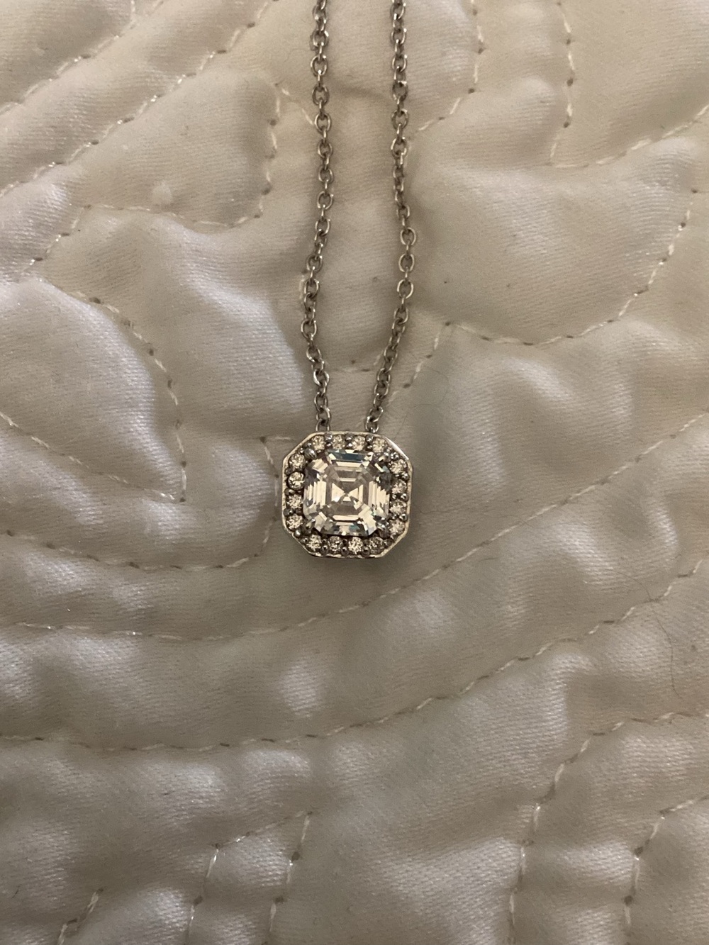 Judith Ripka Sterling Silver CZ Halo Pendant Necklace